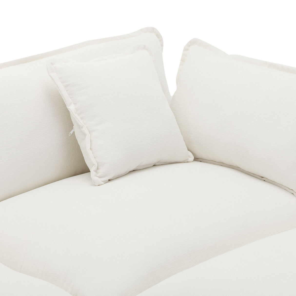 112.2" Chenille Upholstered Sofa with Ottoman and 5 Pillows - Off White