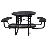 Round Outdoor Steel Picnic Table With Umbrella Pole