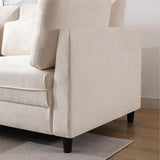 Oversized Modular Fabric Sofa with Pillows and 2 Ottomans - Beige