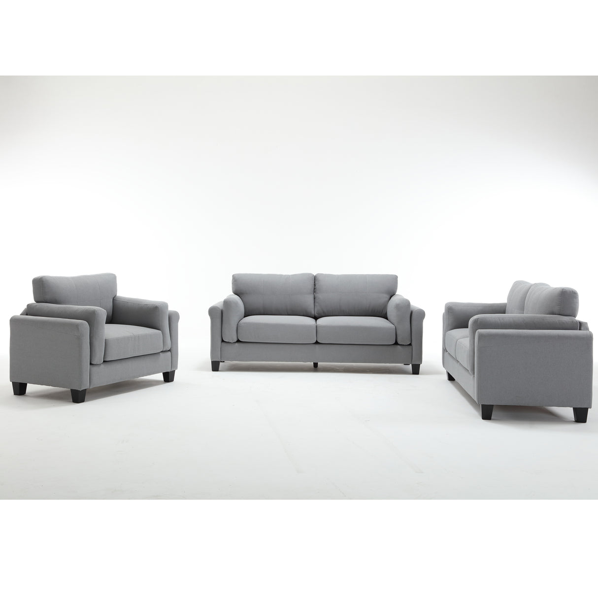 Modern 3 Piece Living Room Set - Gray