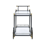 Cyrus - Clear Glass Serving Cart - Black / Gold