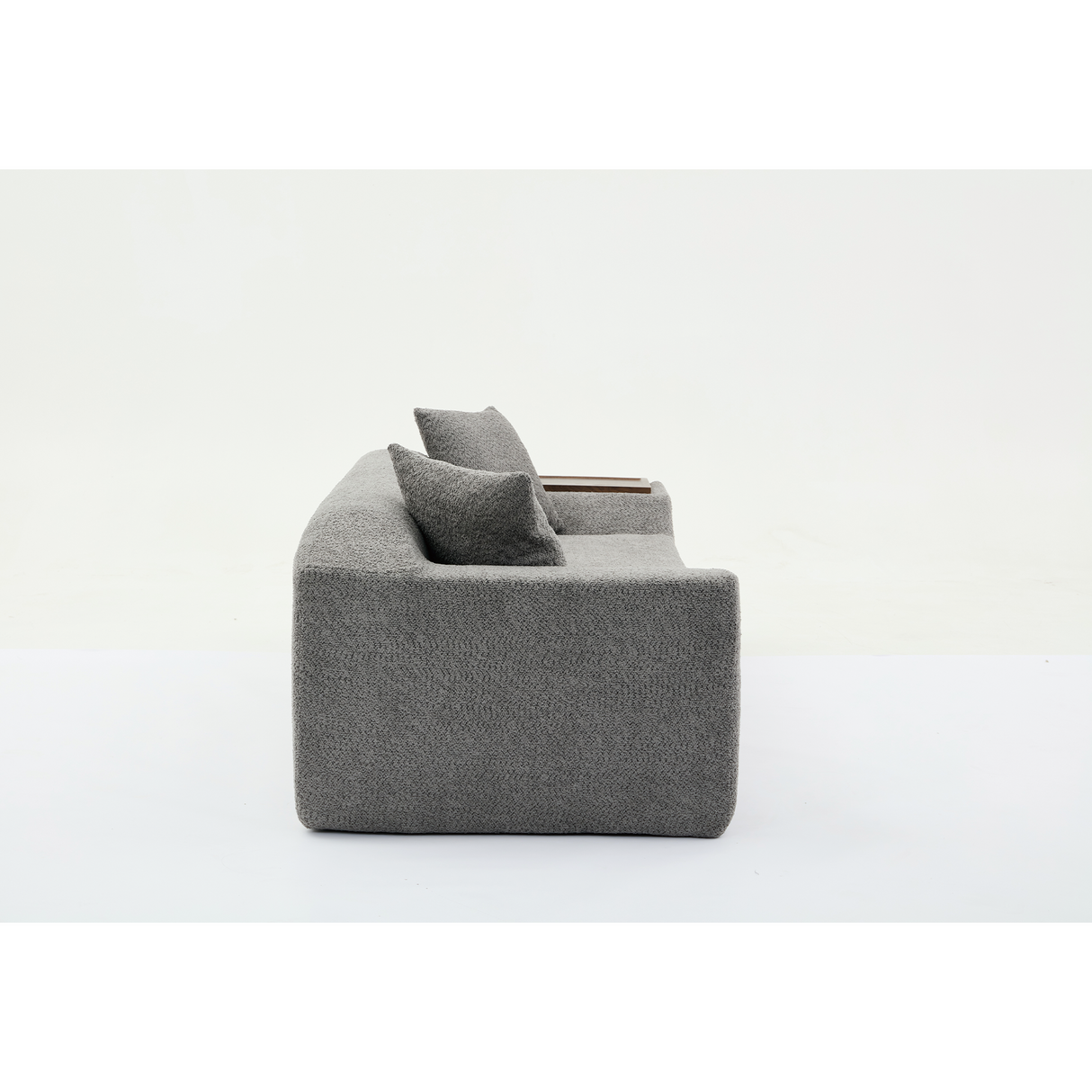 2 Piece Boucle Cloud Living Room Set with 2 Trays - Dark Gray