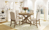 Dining Set with Extendable Table and 4 Upholstered Chairs - Natural Wood Wash