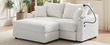 72.8" Modern Style Loveseat with Storage Space, Movable Ottoman, Two USB Ports, Two Cup Holders and Phone Holder - Beige