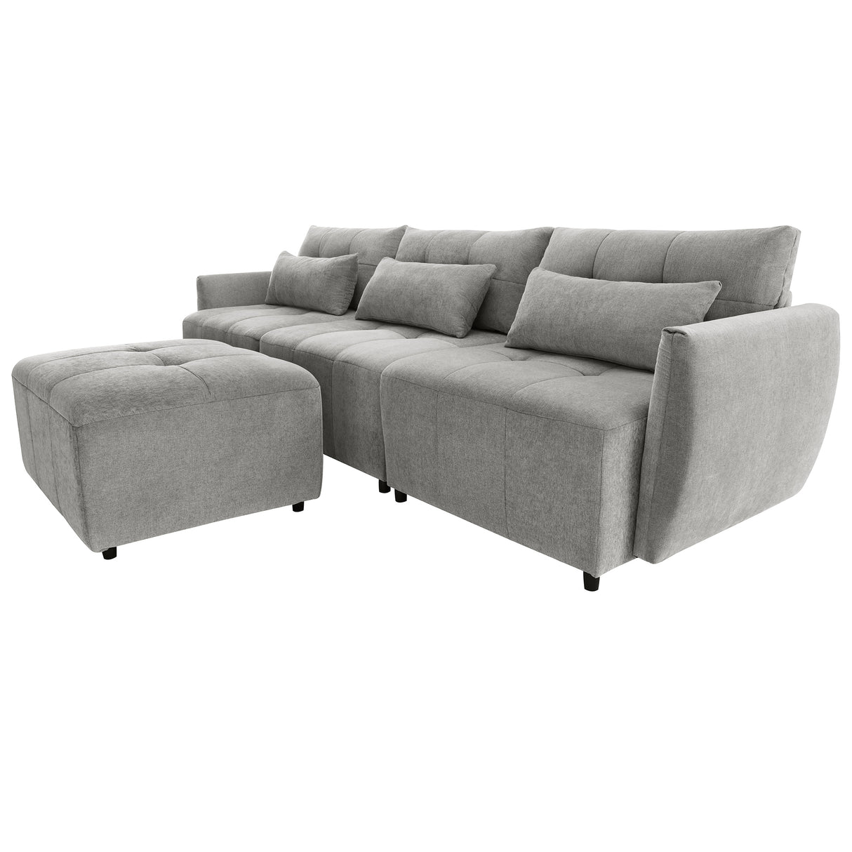 113.3" Modular Sectional Sofa with Ottoman, USB and USB-C Ports, Gray