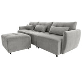 113.3" Modular Sectional Sofa with Ottoman, USB and USB-C Ports, Gray