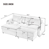 Modern Style Loveseat Sofa Sectional Sofa Couch With Storage Space, A Movable Ottoman, Two USB Ports, Two Cup Holders, A Phone Holder For Living Room