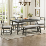 TREXM 6-piece Farmhouse Style Dining Set (Gray)