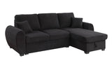 Veronica - Teddy Fleece Reversible Sleeper Sofa With Storage Chaise - Black