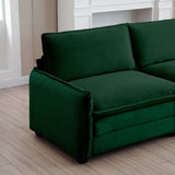 3 Piece Living Room Set in Corduroy Fabric - Green