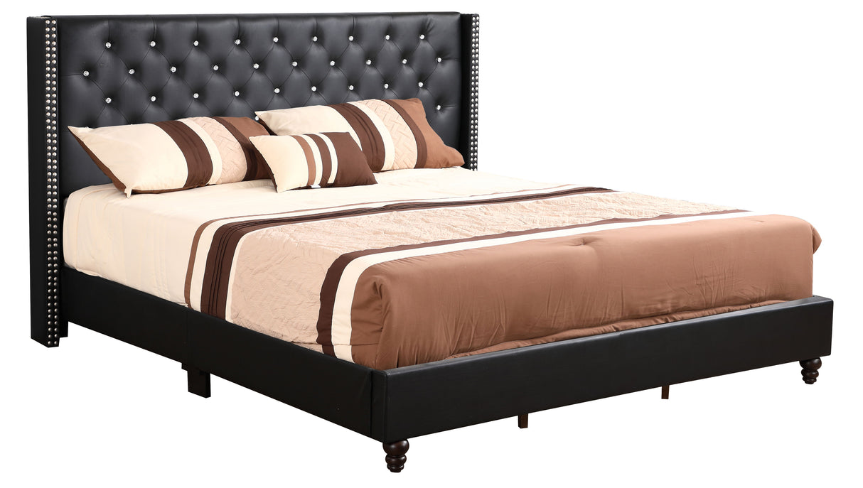 Julie - Upholstered Bed With Faux Diamonds