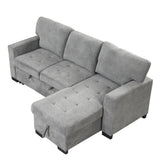 Sleeper Sofa Chaise with Storage  and USB Charger - Gray