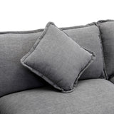 112.2" Chenille Upholstered Sofa with Ottoman and 5 Pillows - Gray