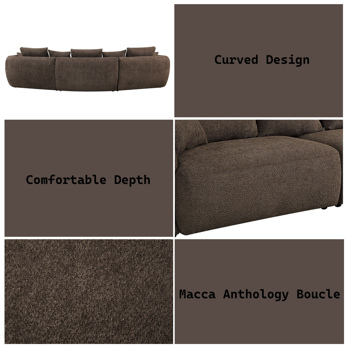 Bash - Anthology Boucle Sofa With Pillows - Brown