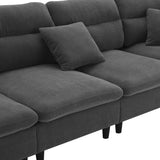 Modern  Sectional Sofa with Pillows and Ottoman - Gray