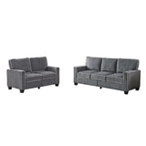 Corduroy Living Room Set Including Sofa and Love Seat -  Dark Grey