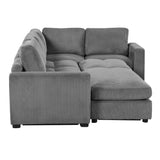 121.3" Modular Sectional Sofa with Two Movable Ottomans, Gray