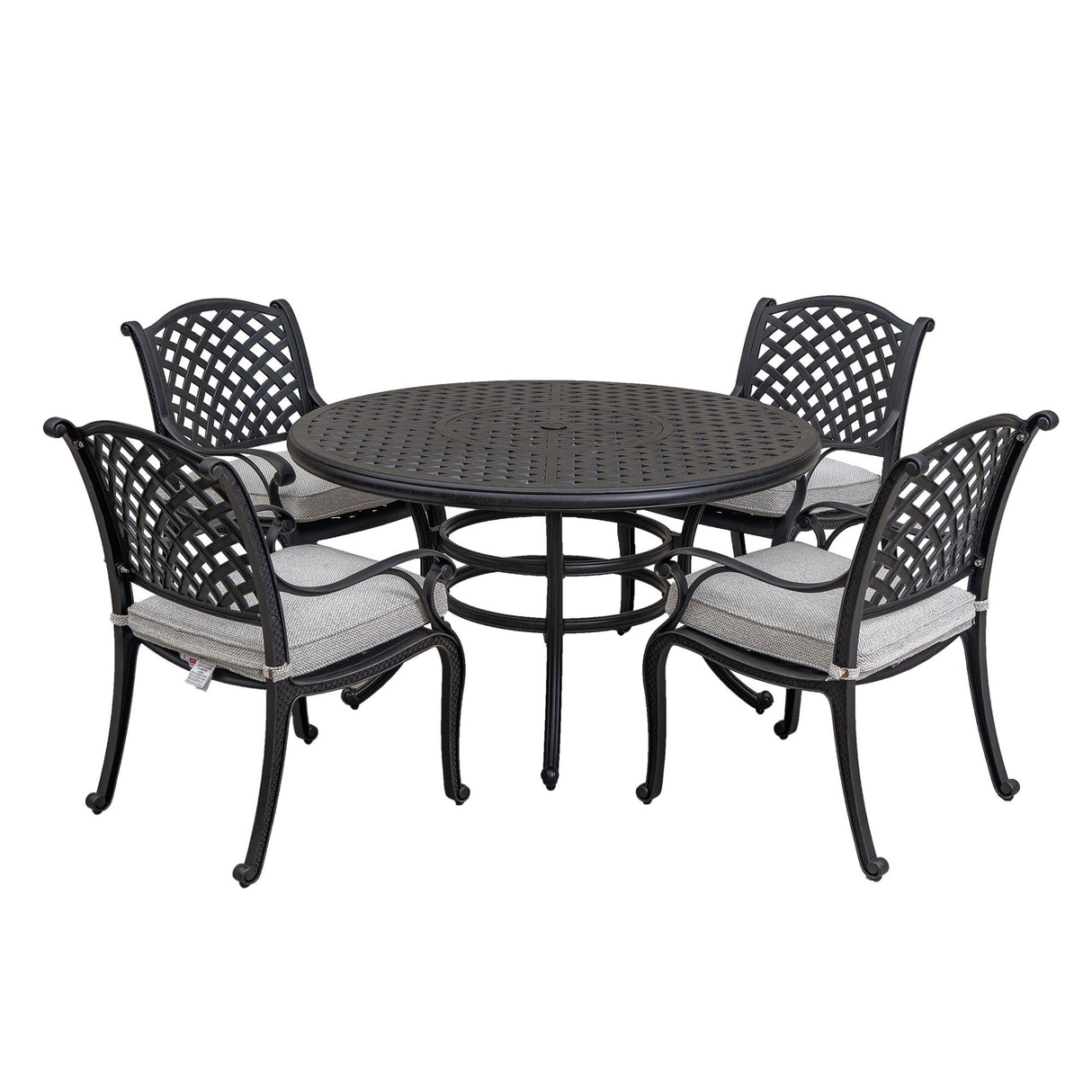 Stylish 5 Piece Aluminum Dining Set With Cushions (4 Arm Chairs and Table) - Sandstorm