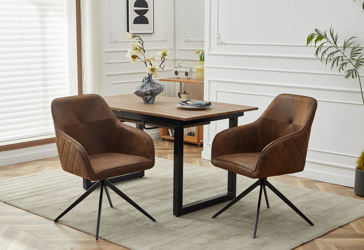 Modern Soft Faux Leather Chairs With Iron Tube Legs, With Soft Cushions And Comfortable Backrest (Set of 2) - Matte Brown