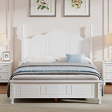 Full Size Wood Platform Bed with Slat Support, White