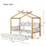 Twin House Bed WithTrundle And Bookshelf - White