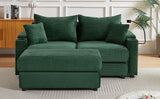 72.8" Modern Style Loveseat with Storage Space, Movable Ottoman, Two USB Ports, Two Cup Holders and Phone Holder - Green