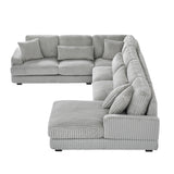 129" Oversized U-shaped Sofa Sectional in Soft Corduroy with a Chaise Lounge , Grey