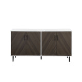 Mid-Century Modern Faux Bookmatch Door Buffet