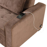 66.5" Upholstered Loveseat With Pull Out Bed, Two Throw Pillows, Dual USB Charging Port and Adjustable Backrest - Brown