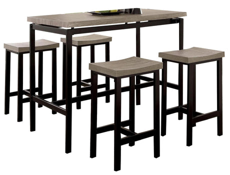 5 Pc Two Tone Counter Height Dining Set - Black/ Beige