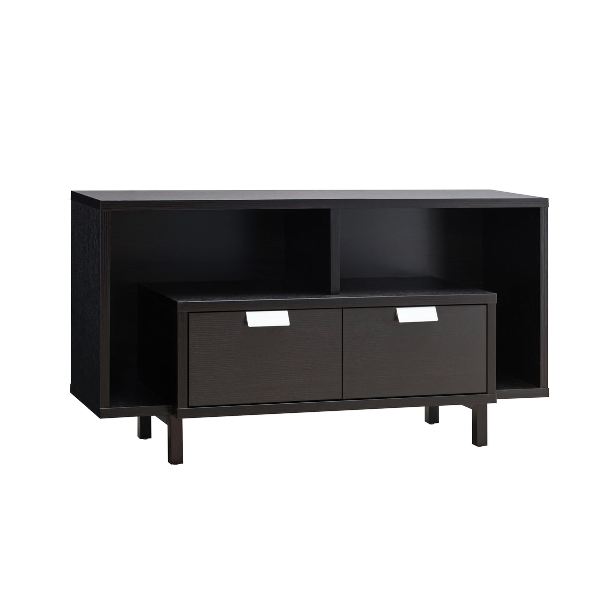 TV Console Table With 2 Drawers And Open Shelving - Red Cocoa