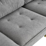 L shape Sectional Sofa with Cloud Chenille Fabric and Ottoman - Gray