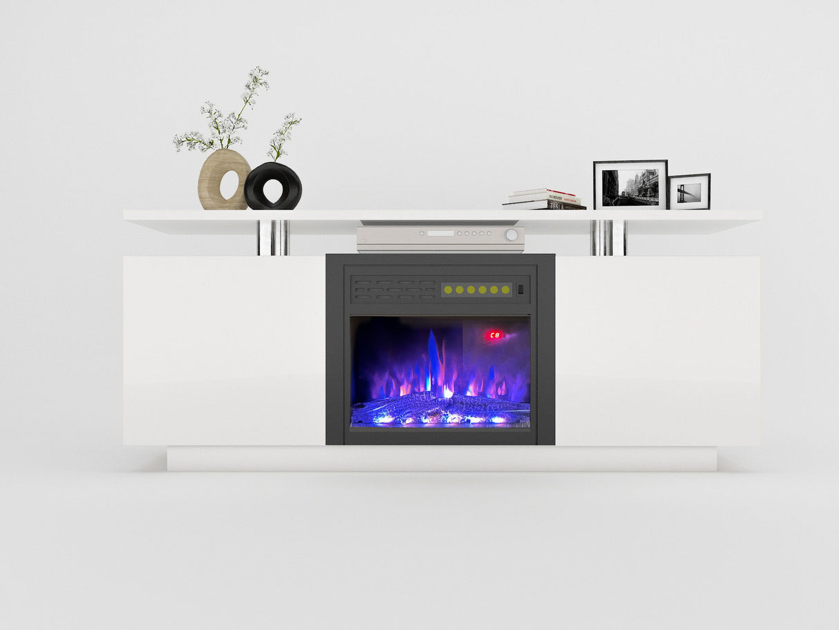 TV Stand With Fireplace - White