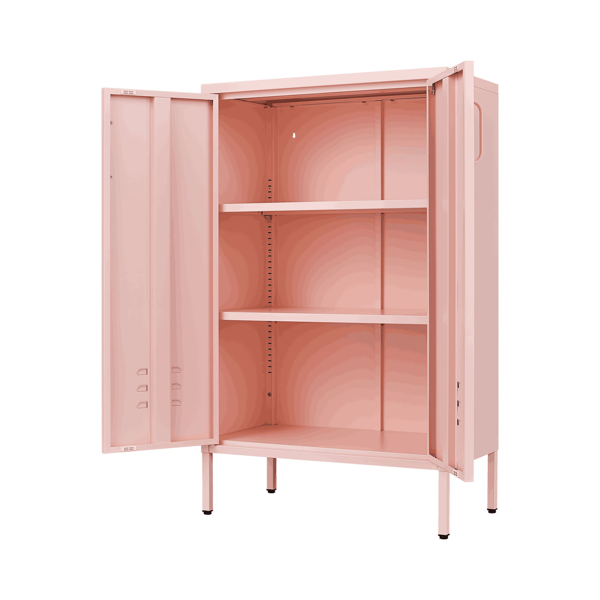 Pink Steel Double Door Storage Cabinet With Handles - Pink