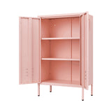 Pink Steel Double Door Storage Cabinet With Handles - Pink