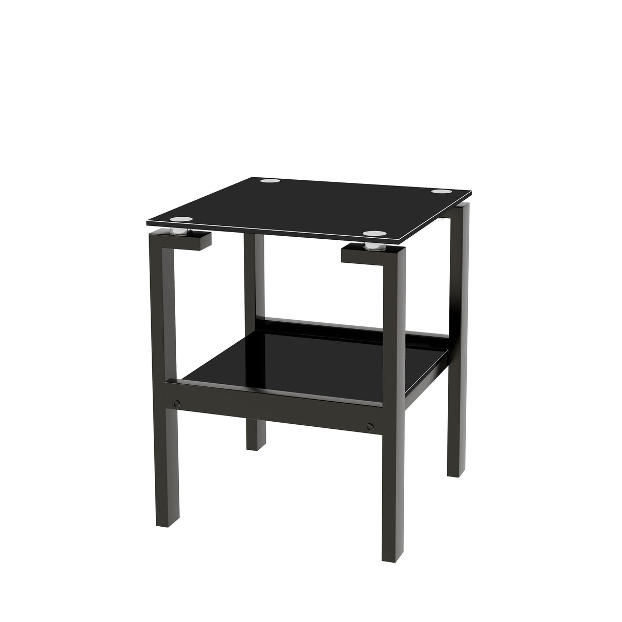 2 Tier Clear Glass Table - Black