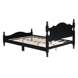 Full Size Wood Platform Bed With Slat Support, Black