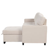 Sleeper Sofa Chaise with Storage  and USB Charger - Beige