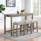 Bar Table Set with Power Outlet and 4 Stools - Grayge