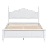 Full Size Wood Platform Bed with Slat Support, White