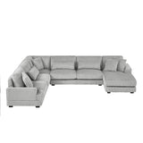 129" Oversized U-shaped Sofa Sectional in Soft Corduroy with a Chaise Lounge , Grey