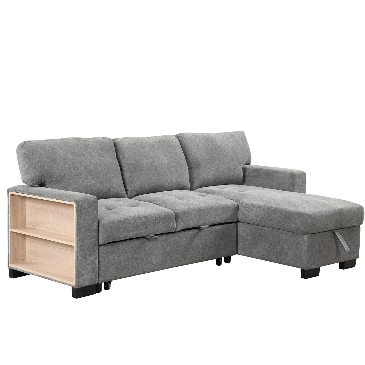 Sleeper Sofa Chaise with Storage  and USB Charger - Gray