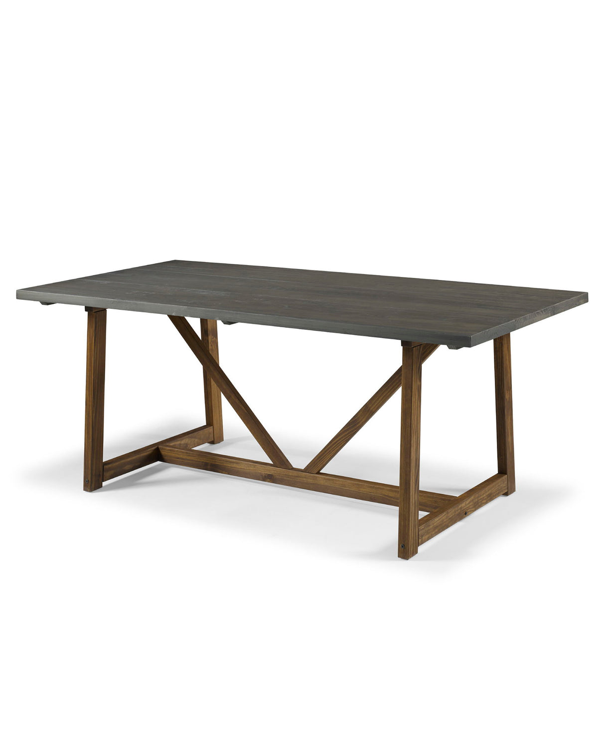 Modern Farmhouse Solid Wood V Frame Trestle Dining Table - Gray / Brown