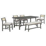 TREXM 6-piece Farmhouse Style Dining Set (Gray)