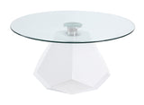 Chara - Clear Glass High Gloss Coffee Table - White