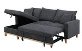 Colton - 84.Woven Reversible Sleeper Sofa With Storage Chaise - Dark Gray