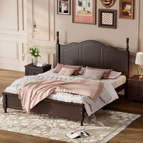 Queen Size Platform Bed With Slat Support, Dark Walnut