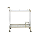 Cirro - Antique Mirror Wire Brass Serving Cart - Antique Brass / White