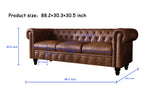 PU Upholstered Tufted Sofa - Brown