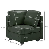 3 Piece Living Room Set With Storage including Sofa, Love Seat and Chair - Green